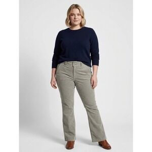 American Eagle Grey Corduroy Flare Pants Double Button Stretch Size 14 R